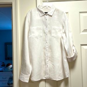 Talbots white linen blouse.